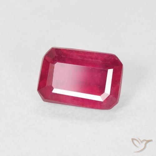 Rubí Rojo rosado natural de 0.90 ct, Corte Octágono / Esmeralda, VS