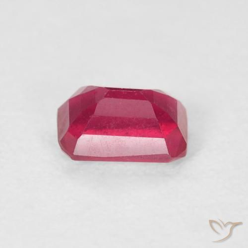 Rubí Rojo rosado natural de 0.90 ct, Corte Octágono / Esmeralda, VS