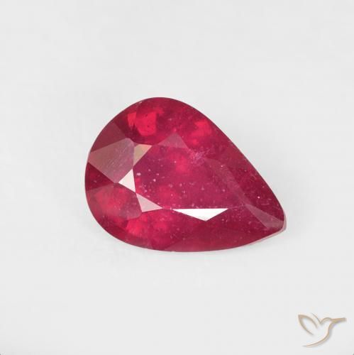 Rubí Rojo claro natural de 1.39 ct, En forma de pera, VS-SI