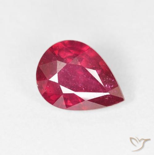 Rubí Rojo oscuro natural de 1.61 ct, En forma de pera, VS-SI