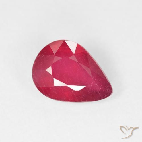 Rubí Rojo medio natural de 1.50 ct, En forma de pera, VS-SI