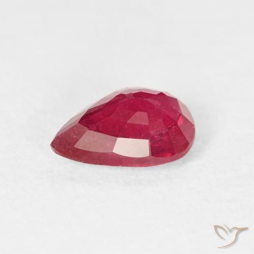 Rubí Rojo medio natural de 1.33 ct, En forma de pera, VS-SI