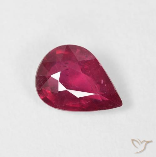 Rubí Rojo medio natural de 1.19 ct, En forma de pera, VS-SI