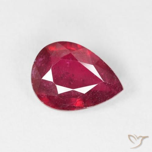 Rubí Rojo medio natural de 1.55 ct, En forma de pera, VS-SI