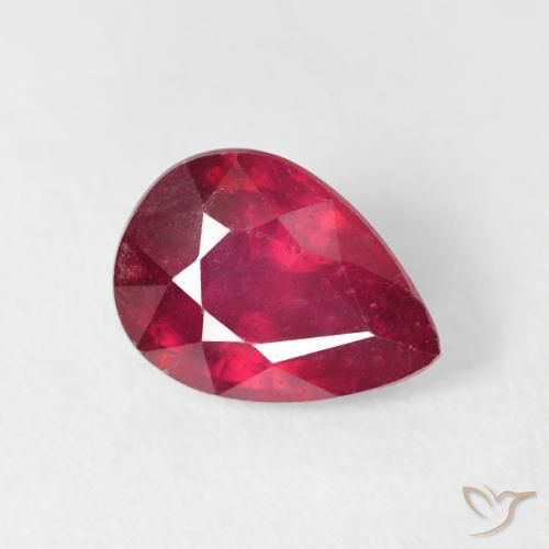 Rubí Rojo oscuro natural de 1.72 ct, En forma de pera, VS-SI