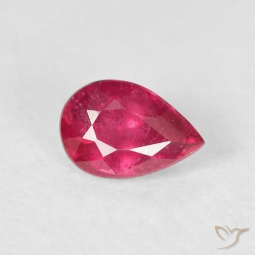 Rubí Rojo rosado natural de 0.70 ct, En forma de pera, VS-SI