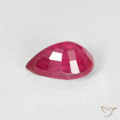 Rubí Rojo rosado natural de 0.70 ct, En forma de pera, VS-SI