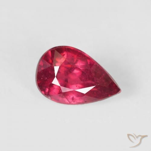 Rubí Rojo claro natural de 0.73 ct, En forma de pera, VS-SI