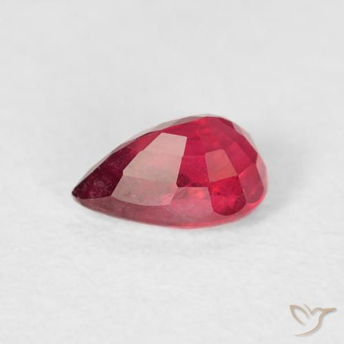 Rubí Rojo claro natural de 0.73 ct, En forma de pera, VS-SI