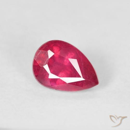 Rubí Rosado rojizo natural de 0.60 ct, En forma de pera, VS-SI