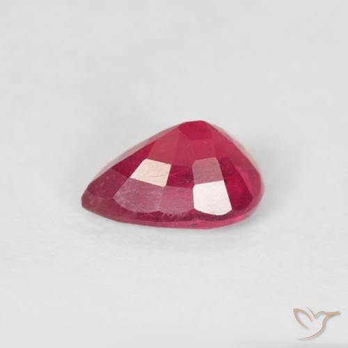Rubí Rosado rojizo natural de 0.60 ct, En forma de pera, VS-SI
