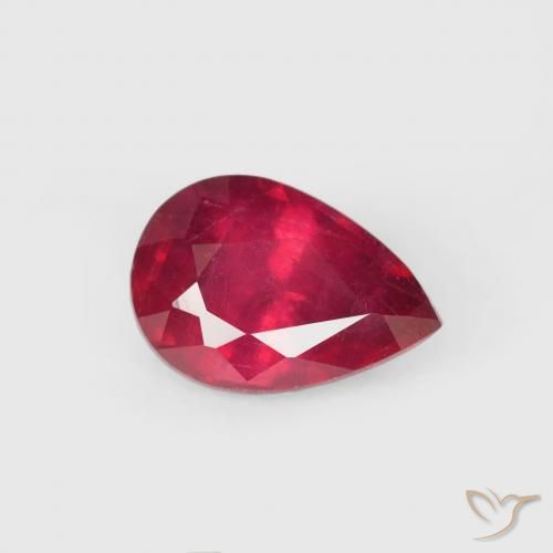 Rubí Rojo medio natural de 0.74 ct, En forma de pera, VS-SI