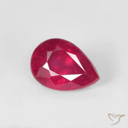 Rubí Rojo medio natural de 0.66 ct, En forma de pera, VS-SI