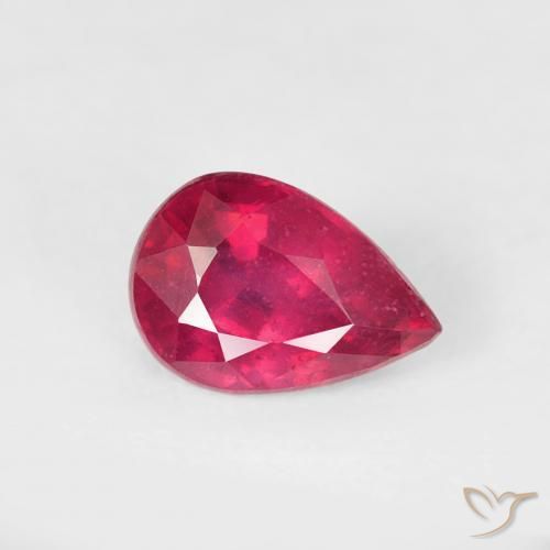 Rubí Rojo claro natural de 0.73 ct, En forma de pera, VS-SI
