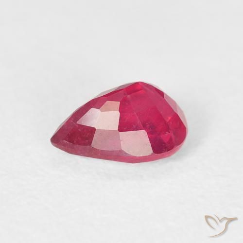 Rubí Rojo claro natural de 0.73 ct, En forma de pera, VS-SI