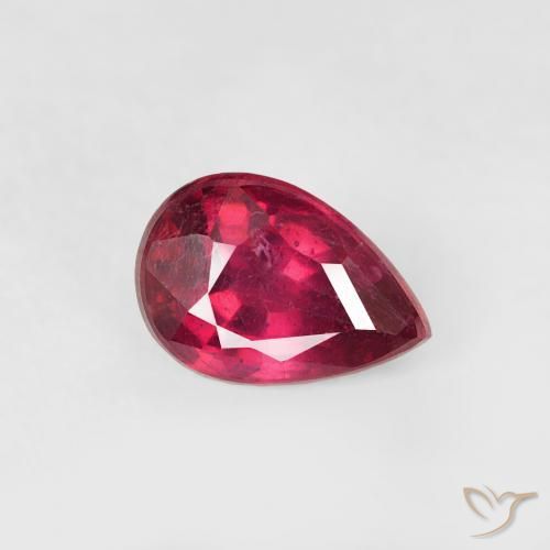 Rubí Rojo oscuro natural de 0.65 ct, En forma de pera, VS-SI