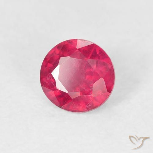 Rubí Rosado rojizo natural de 0.91 ct, Redondo, VS