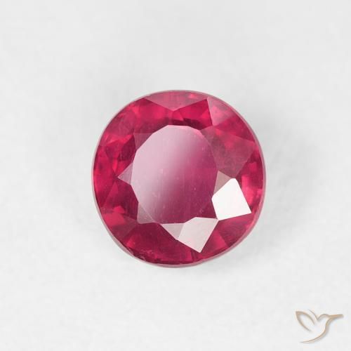 Rubí Rojo medio natural de 0.89 ct, Redondo, VS