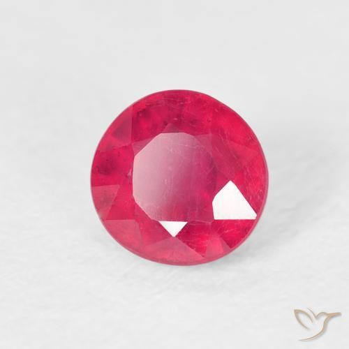 Rubí Rojo medio natural de 1.04 ct, Redondo, VS