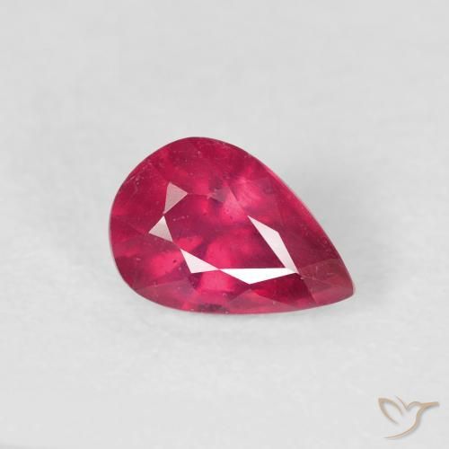 Rubí Rosado rojizo natural de 0.86 ct, En forma de pera, VS-SI
