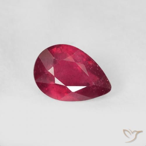 Rubí Rojo medio natural de 1.17 ct, En forma de pera, VS-SI