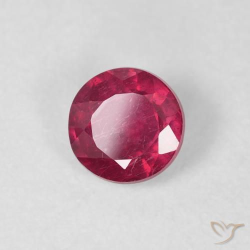 Rubí Rojo medio natural de 0.81 ct, Redondo, VS
