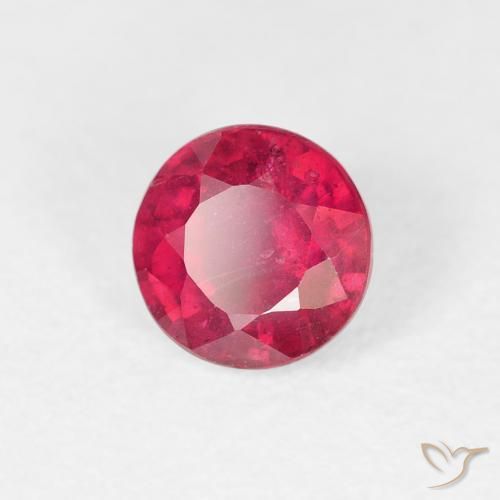 Rubí Rojo medio natural de 0.99 ct, Redondo, VS
