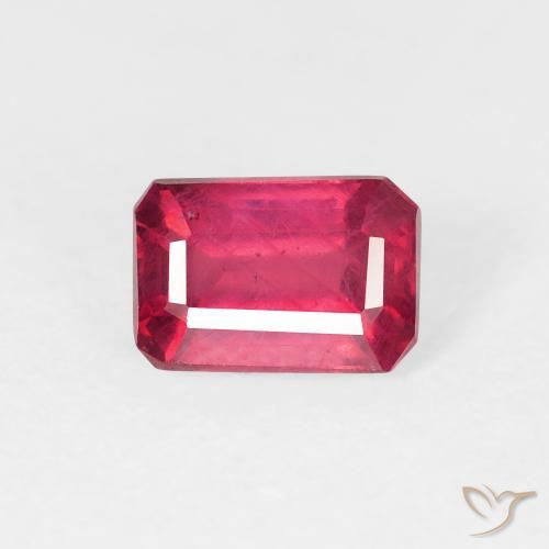 1.00ct Natural Rojo claro Rubí, corte esmeralda, VS