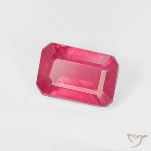 Rubí Rojo rosado natural de 0.98 ct, Corte Octágono / Esmeralda, VS