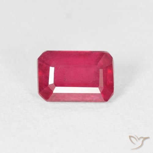 0.90ct Natural Rojo rosado Rubí, corte esmeralda, VS