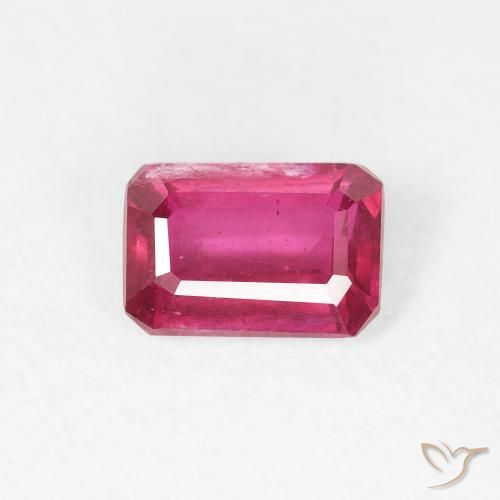 0.77ct Natural Rosado rojizo Rubí, corte esmeralda, VS