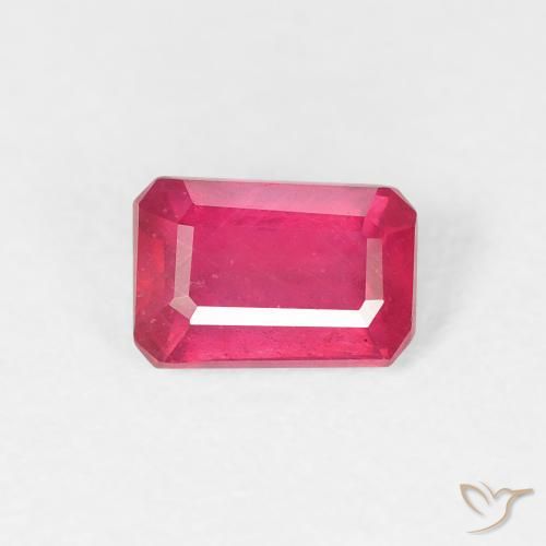 0.80ct Natural Rojo rosado Rubí, corte esmeralda, VS