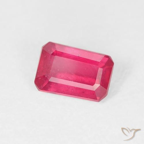 Rubí Rojo rosado natural de 0.80 ct, Corte Octágono / Esmeralda, VS