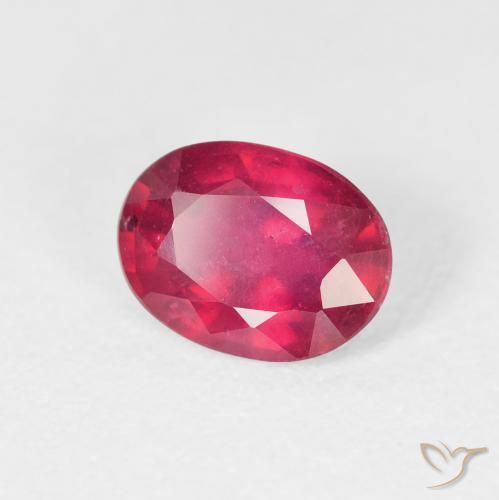 Rubí Rosado rojizo intenso natural de 1.86 ct, Ovalada, VS