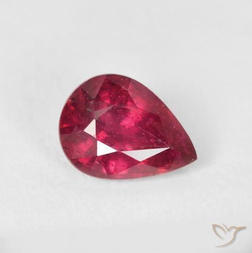 Rubí Rojo rosado natural de 1.70 ct, En forma de pera, VS
