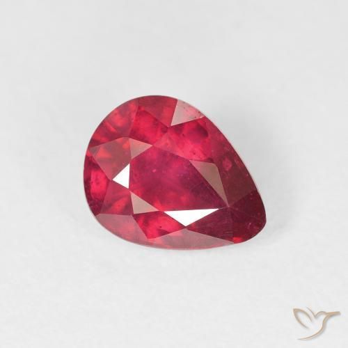 Rubí Rojo medio natural de 1.49 ct, En forma de pera, VS