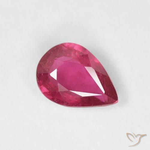 Rubí Rojo rosado natural de 0.76 ct, En forma de pera, VS-SI