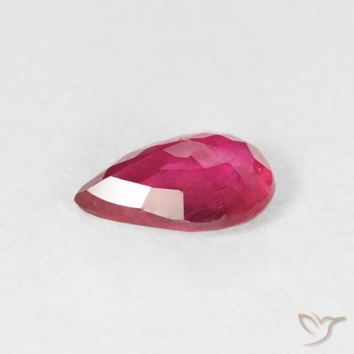 Rubí Rojo rosado natural de 0.76 ct, En forma de pera, VS-SI