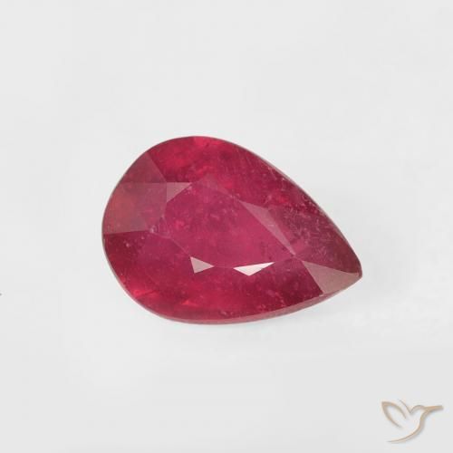 Rubí Carmesí intenso natural de 0.89 ct, En forma de pera, VS-SI