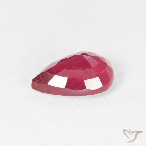 Rubí Rojo rosado natural de 0.93 ct, En forma de pera, VS-SI