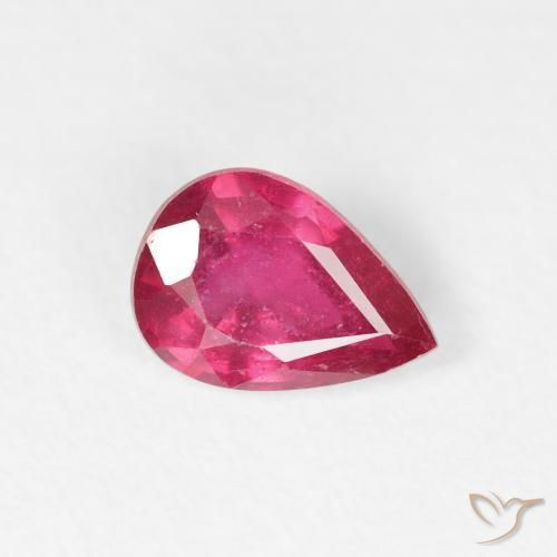 Rubí Rosado rojizo natural de 0.83 ct, En forma de pera, VS-SI