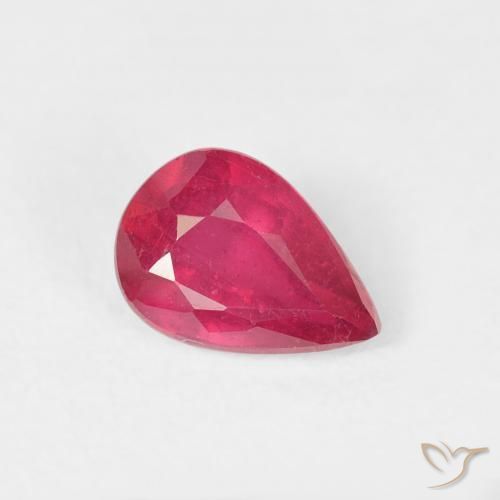 Rubí Rojo rosado natural de 0.96 ct, En forma de pera, VS-SI