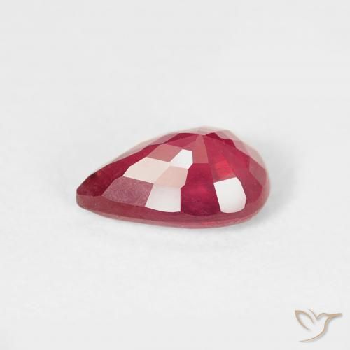 Rubí Rojo rosado natural de 0.96 ct, En forma de pera, VS-SI
