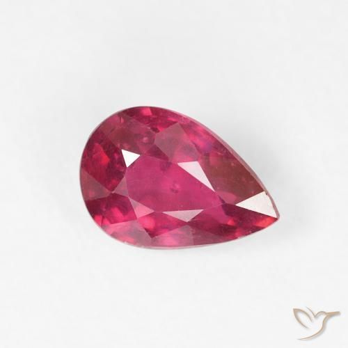 Rubí Rosado rojizo intenso natural de 0.99 ct, En forma de pera, VS-SI