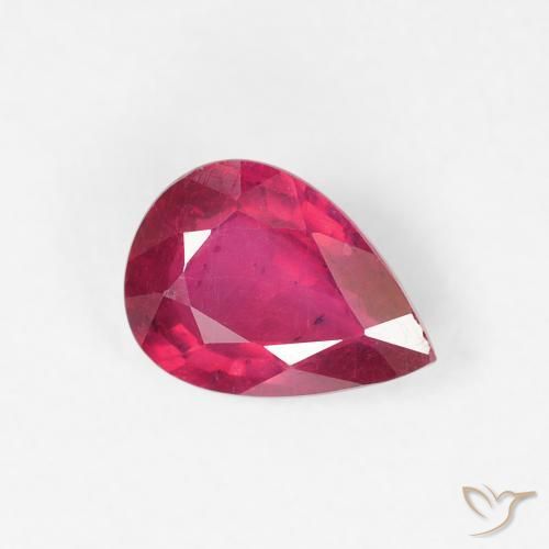 Rubí Rojo claro natural de 0.97 ct, En forma de pera, VS-SI