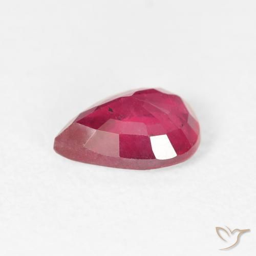 Rubí Rojo claro natural de 0.97 ct, En forma de pera, VS-SI