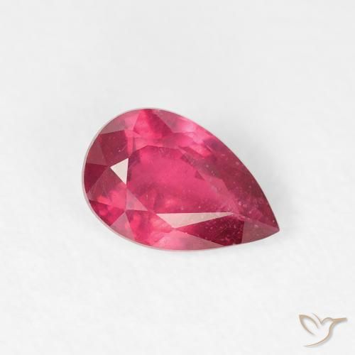 Rubí Rosado rojizo intenso natural de 0.84 ct, En forma de pera, VS-SI