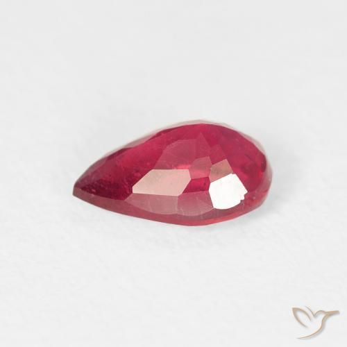Rubí Rosado rojizo intenso natural de 0.84 ct, En forma de pera, VS-SI