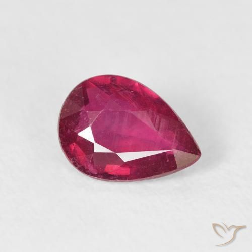 Rubí Rojo rosado natural de 0.90 ct, En forma de pera, VS-SI
