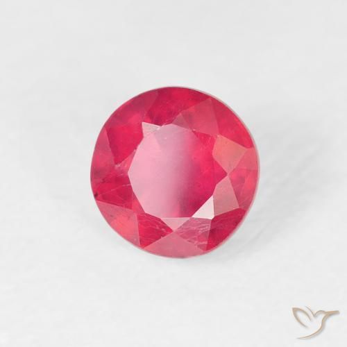 Rubí Rosado intenso natural de 0.84 ct, Redondo, VS